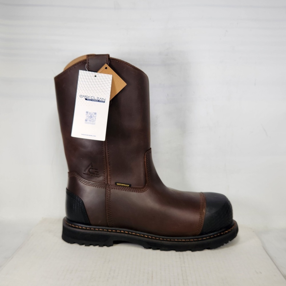 ACE Work Boots Bronco IV CT Men Size 10.5 Brown Waterproof Composite Toe EH Slip